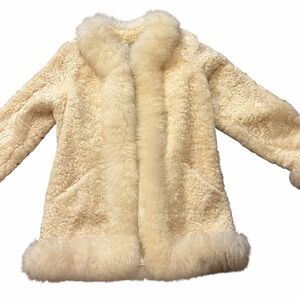 New 100% Lambskin Cream Fur Winter Wool Coat Luxury New Zealand Curly Lamb Ski